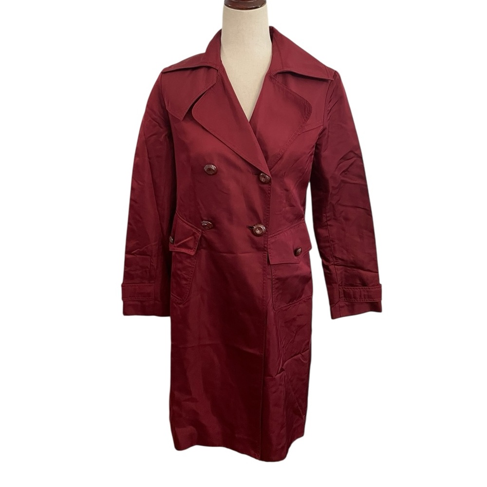 SUSANA MONACO Silk Burgundy Trench Coat
